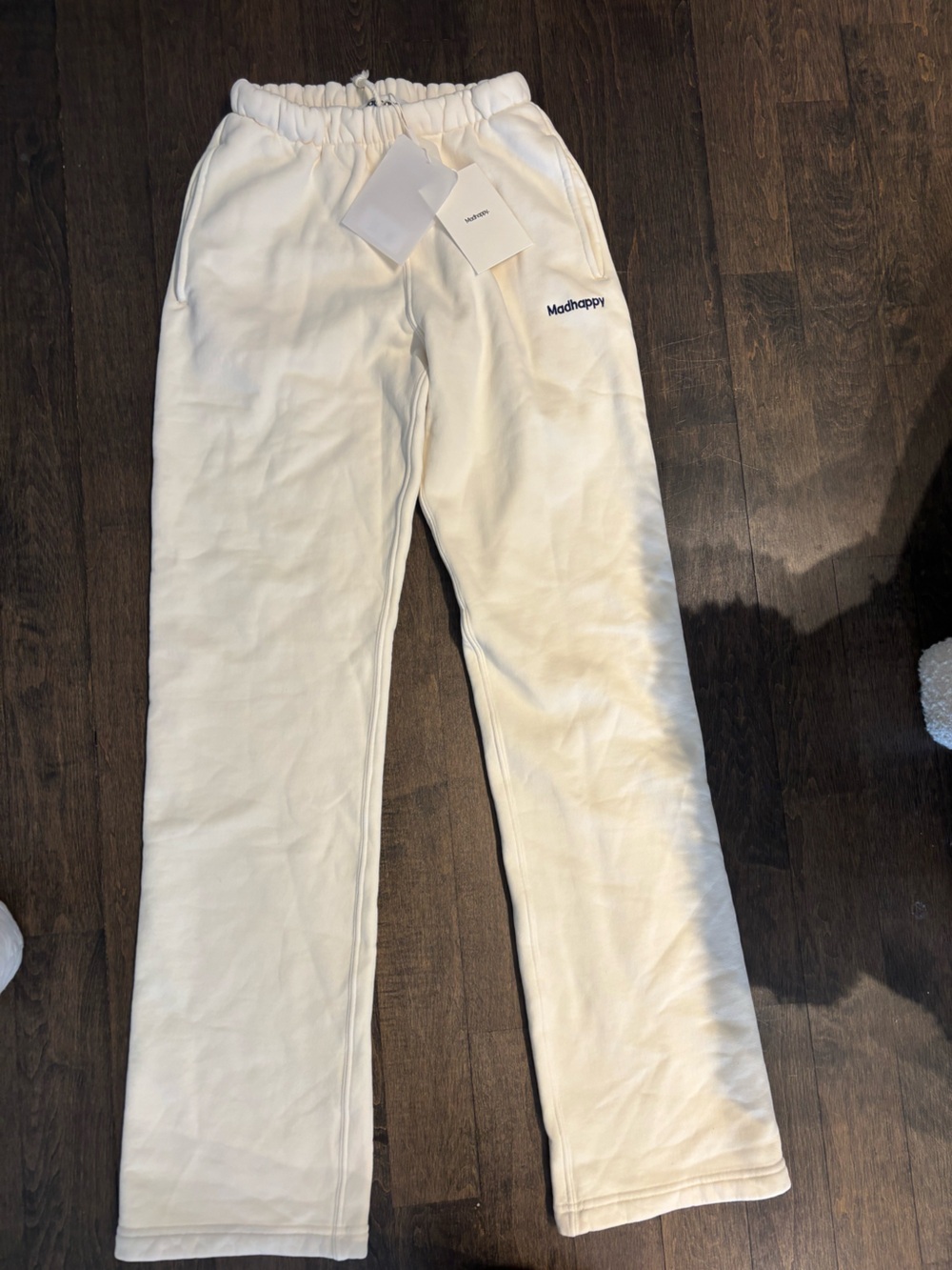 Madhappy Cream sweat pants with black logo NWT